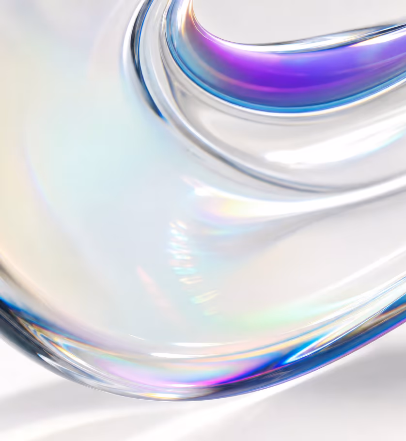 Swirl of clear iridescent glass