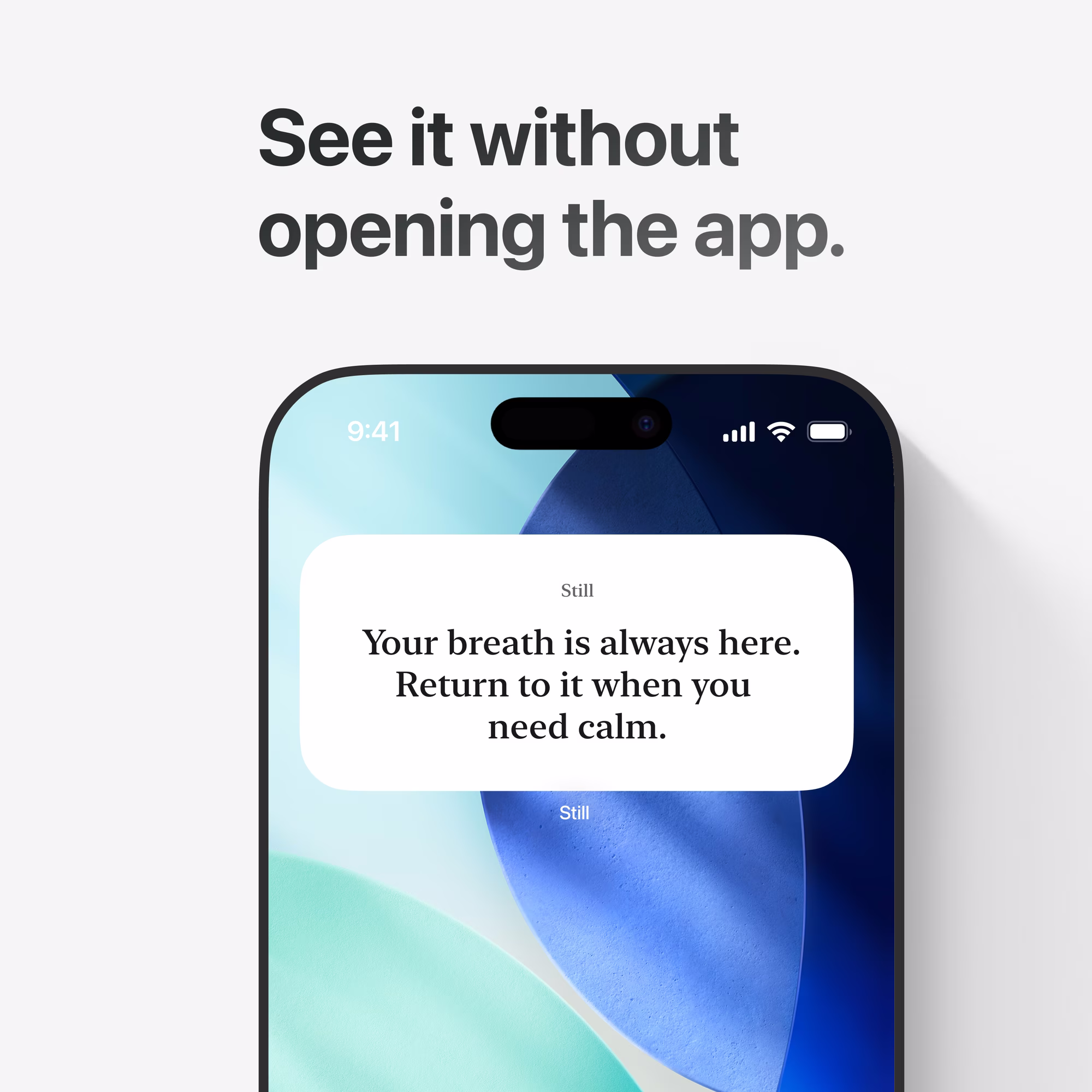 The Still widget with the day's sentence on the home screen